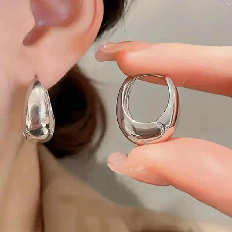 Glossy Chunky Geometric Hoop Earrings