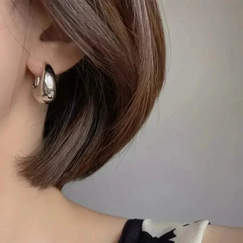 Glossy Chunky Geometric Hoop Earrings