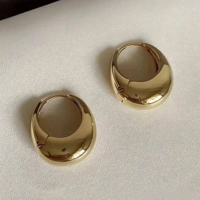 Glossy Chunky Geometric Hoop Earrings