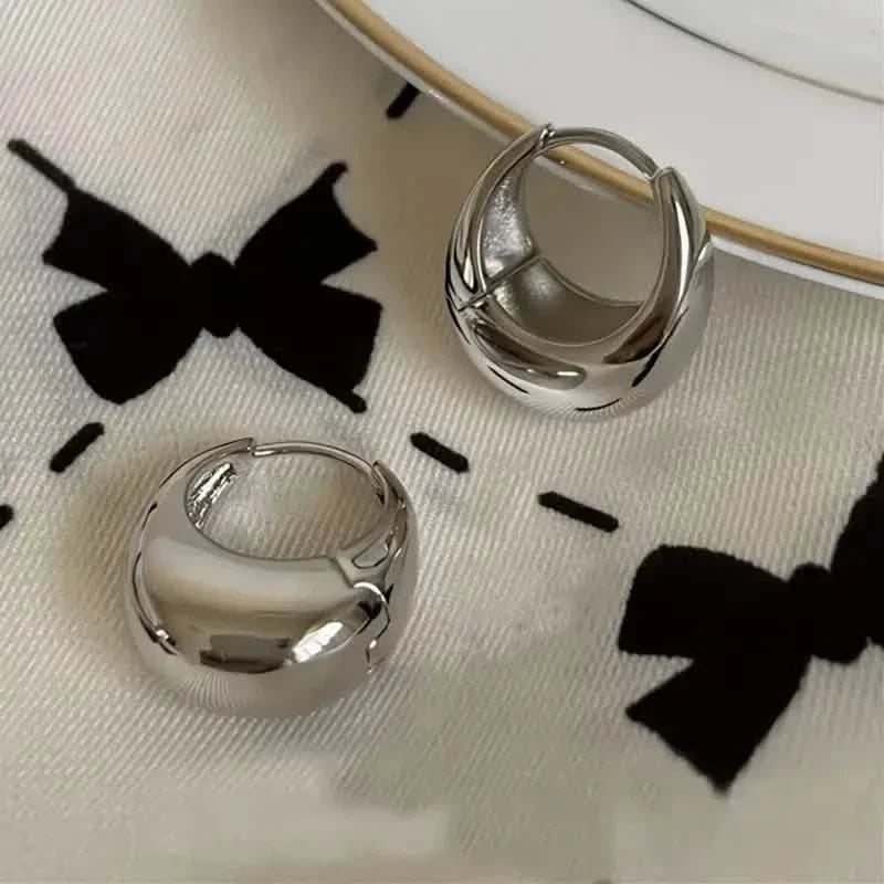 Glossy Chunky Geometric Hoop Earrings