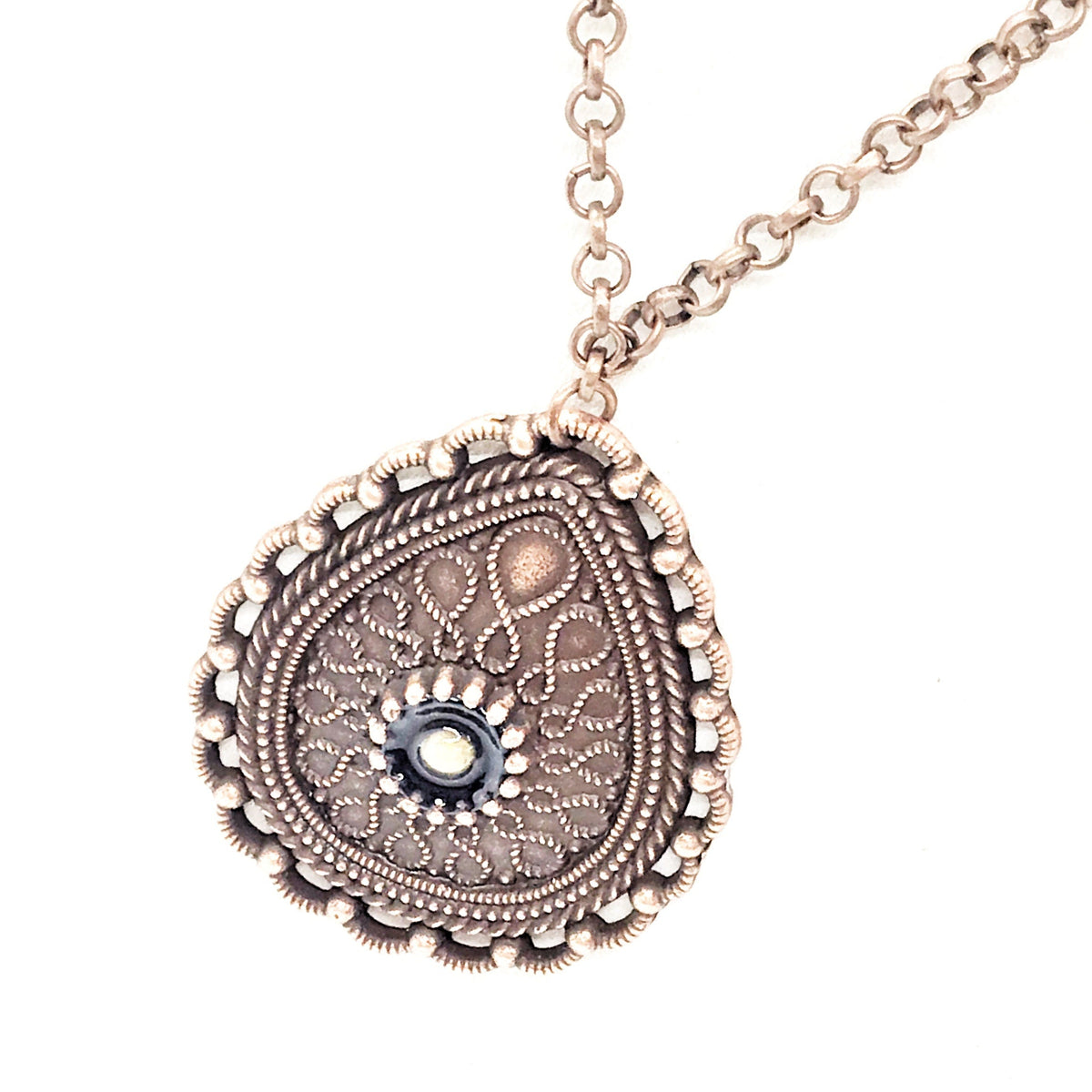 Mustard Seed Teardrop Necklace – Antique Copper Finish