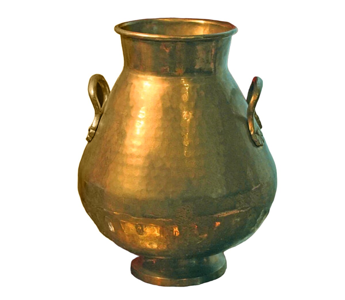 Large Solid Brass Vintage Vase with Handles – Handcrafted Tall Brass Container – Elegant Decorative Home Accent