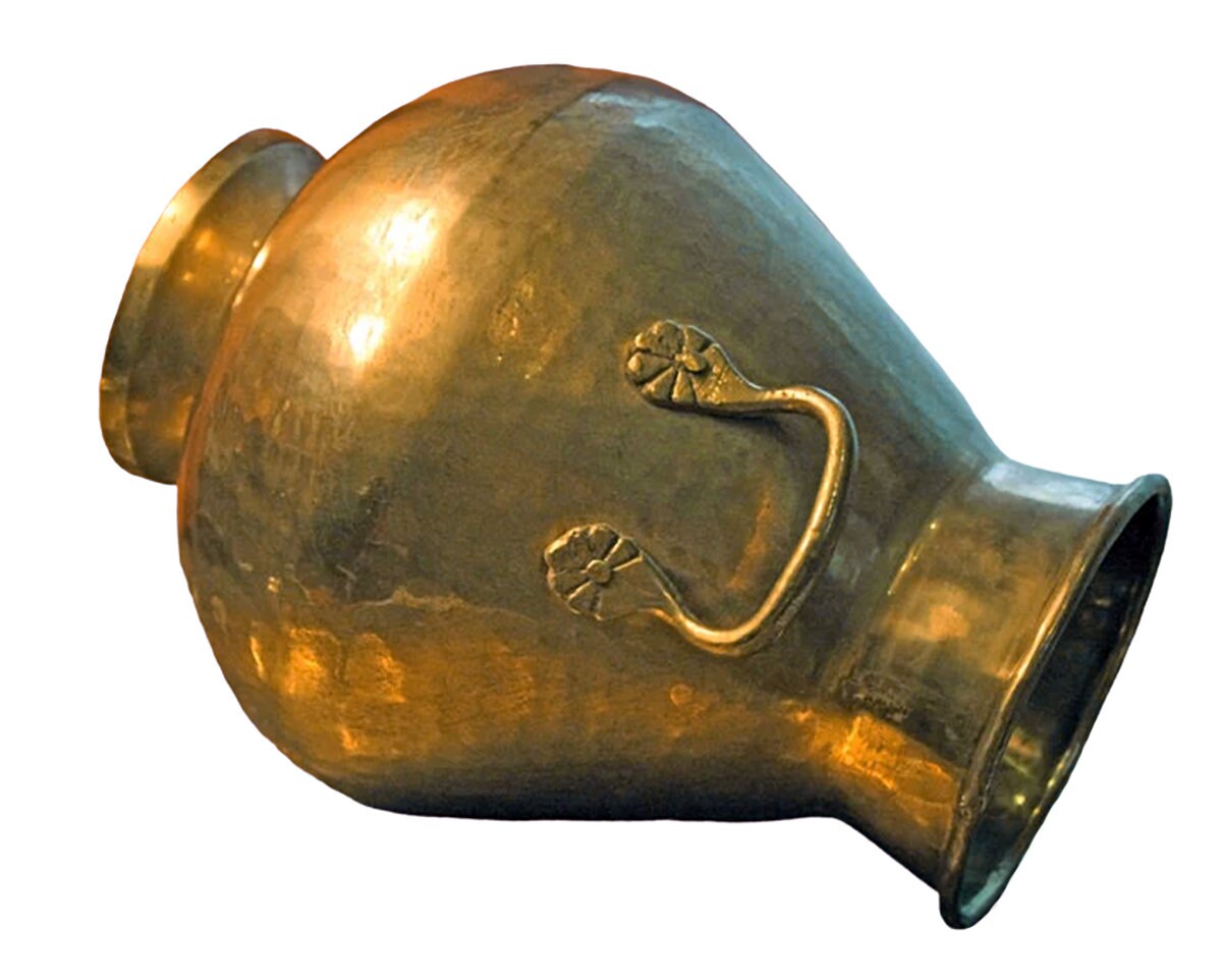 Large Solid Brass Vintage Vase with Handles – Handcrafted Tall Brass Container – Elegant Decorative Home Accent